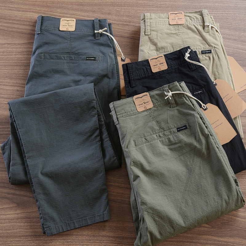 Calça Reta Masculina em Sarja - Kit 4 Unidades.