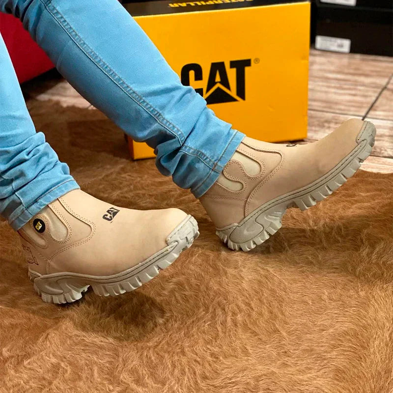 Kit Caterpillar - Bota Masculina em Couro Legítimo e Palmilha Ortopédica + [Brindes Exclusivos]!