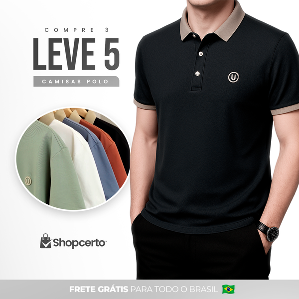 [Leve 5, Pague 3] Camisa Polo Urban em Malha de Seda Gelo e Viscose Tecnológica (Não Amassa Nem Desbota!)